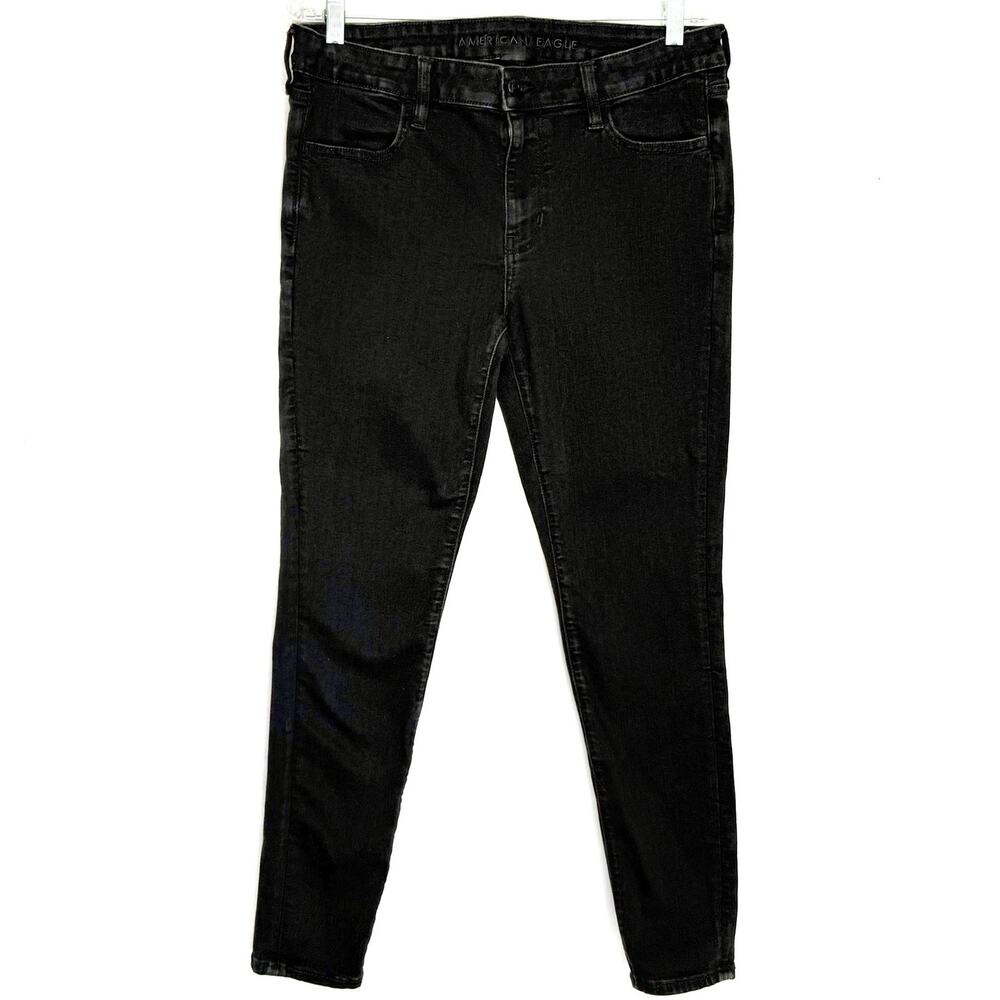 American Eagle Black Jeggings Size 12 Regular Skinny Jeans Next Level Stretch
